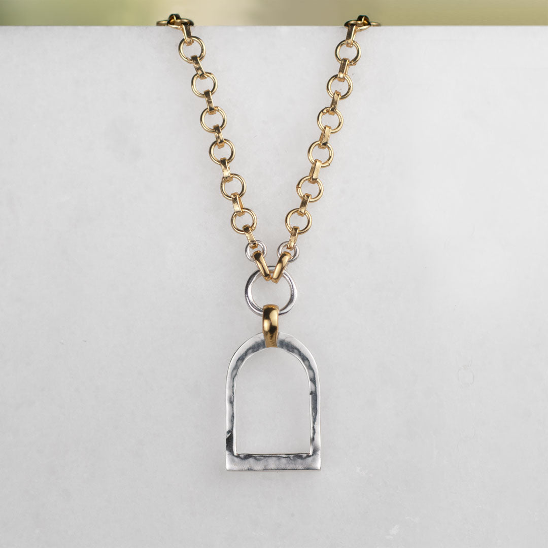 Denby - Two Tone Equestrian Riding Stirrup Necklace Urban-Equestrian