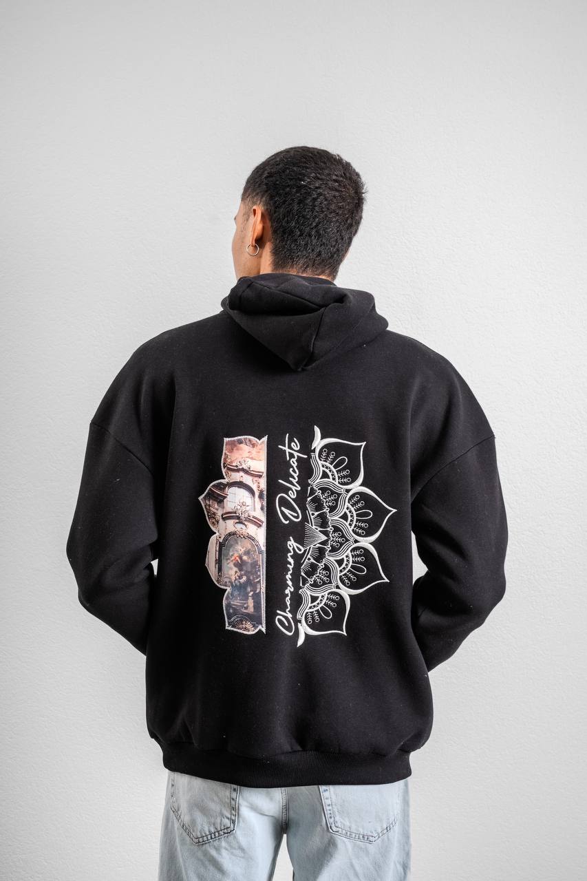 Street Style Oversize Hoodie – Unisex Hoodie with Artistic Baroque Print Withinblack