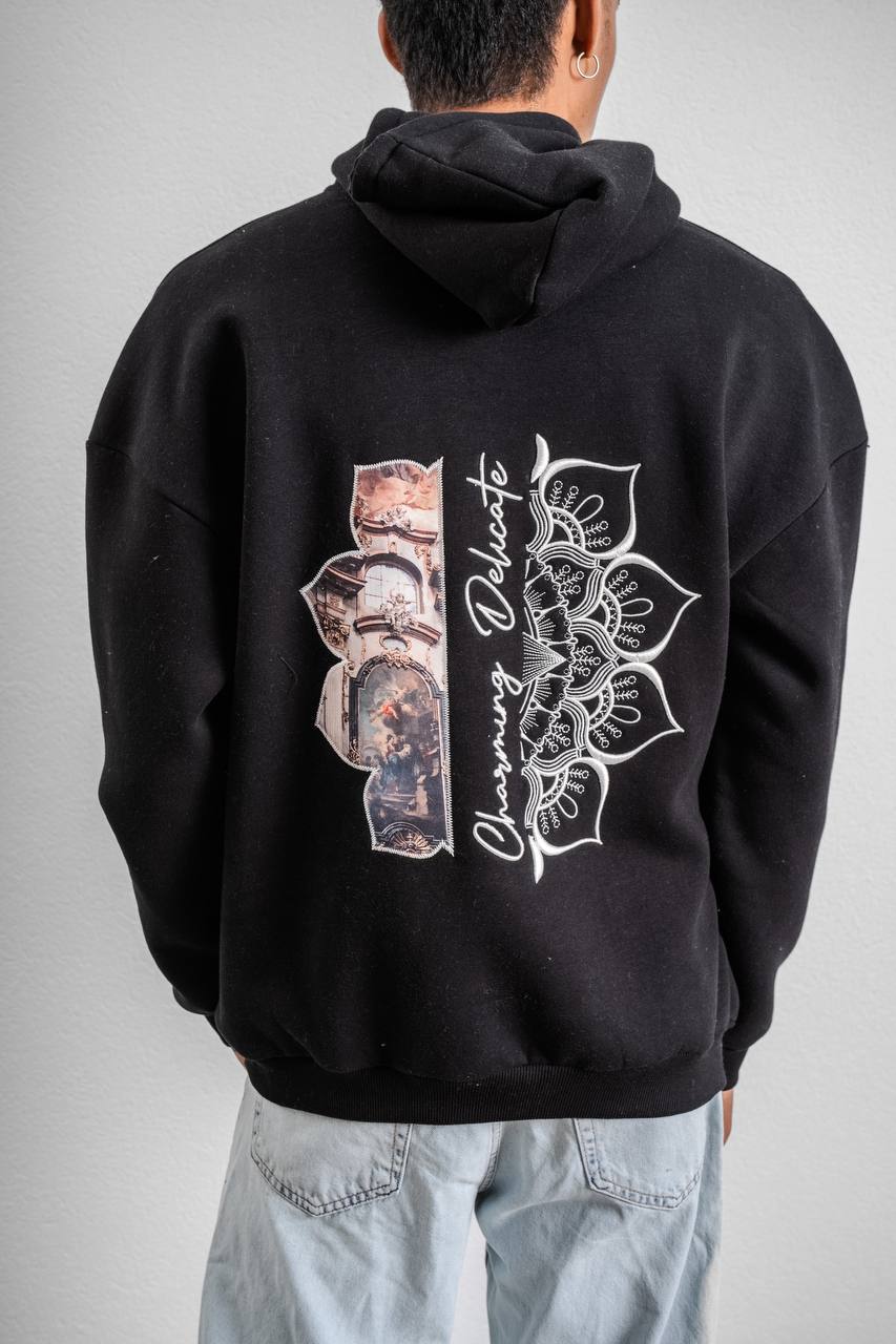Street Style Oversize Hoodie – Unisex Hoodie with Artistic Baroque Print Withinblack