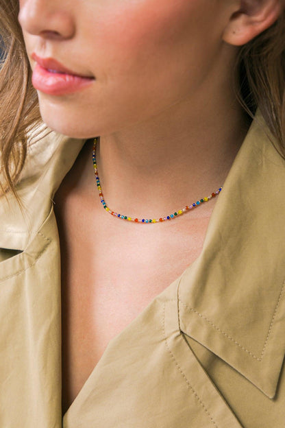 COLORED ENAMEL PEARL NECKLACE Flying Tomato
