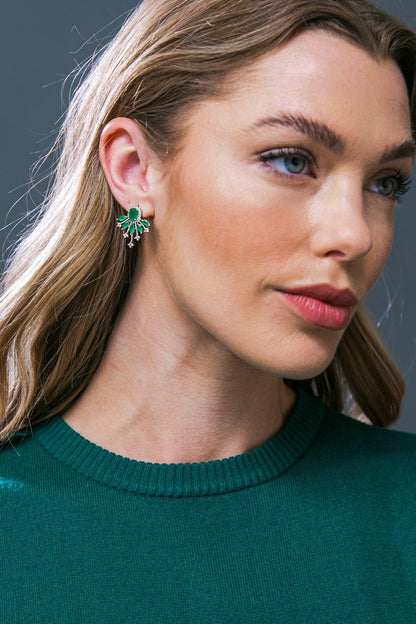 GREEN STARBURST FAN STUD EARRINGS Flying Tomato