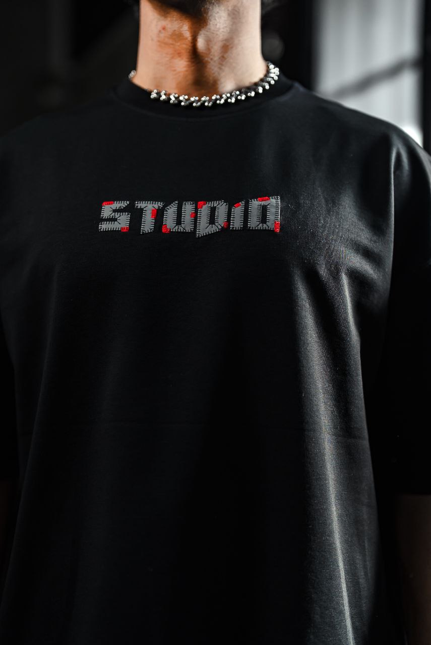 Studio Graphic Cotton Tee - Minimalist Text Print T-Shirt Withinblack