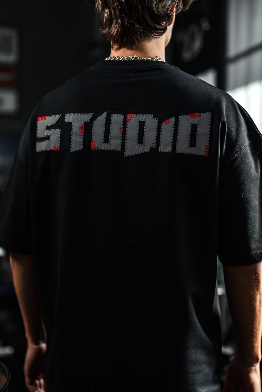 Studio Graphic Cotton Tee - Minimalist Text Print T-Shirt Withinblack