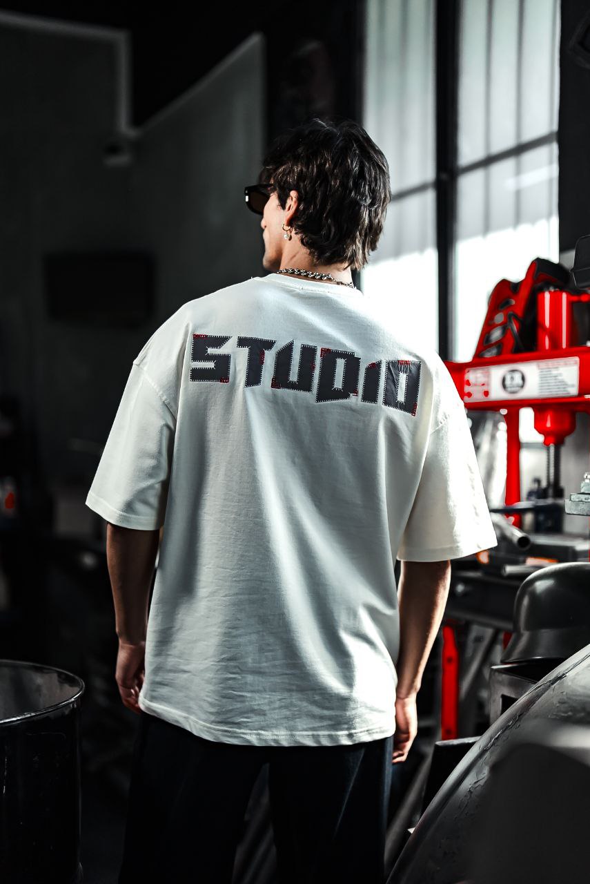 Studio Graphic Cotton Tee - Minimalist Text Print T-Shirt Withinblack