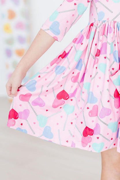 Sucker for You 3/4 Sleeve Pocket Twirl Dress