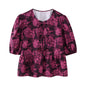 Leopard Blouse Puff Sleeve Crop Top Women's Summer Clothing
