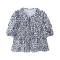 Leopard Blouse Puff Sleeve Crop Top Women's Summer Clothing