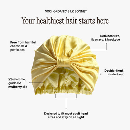Organic Silk Hair Bonnet Sunshine Yellow LINA LENNOX