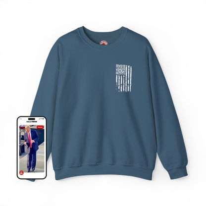 American Flag QR Code Crewneck Sweatshirt The Devil's Pickle