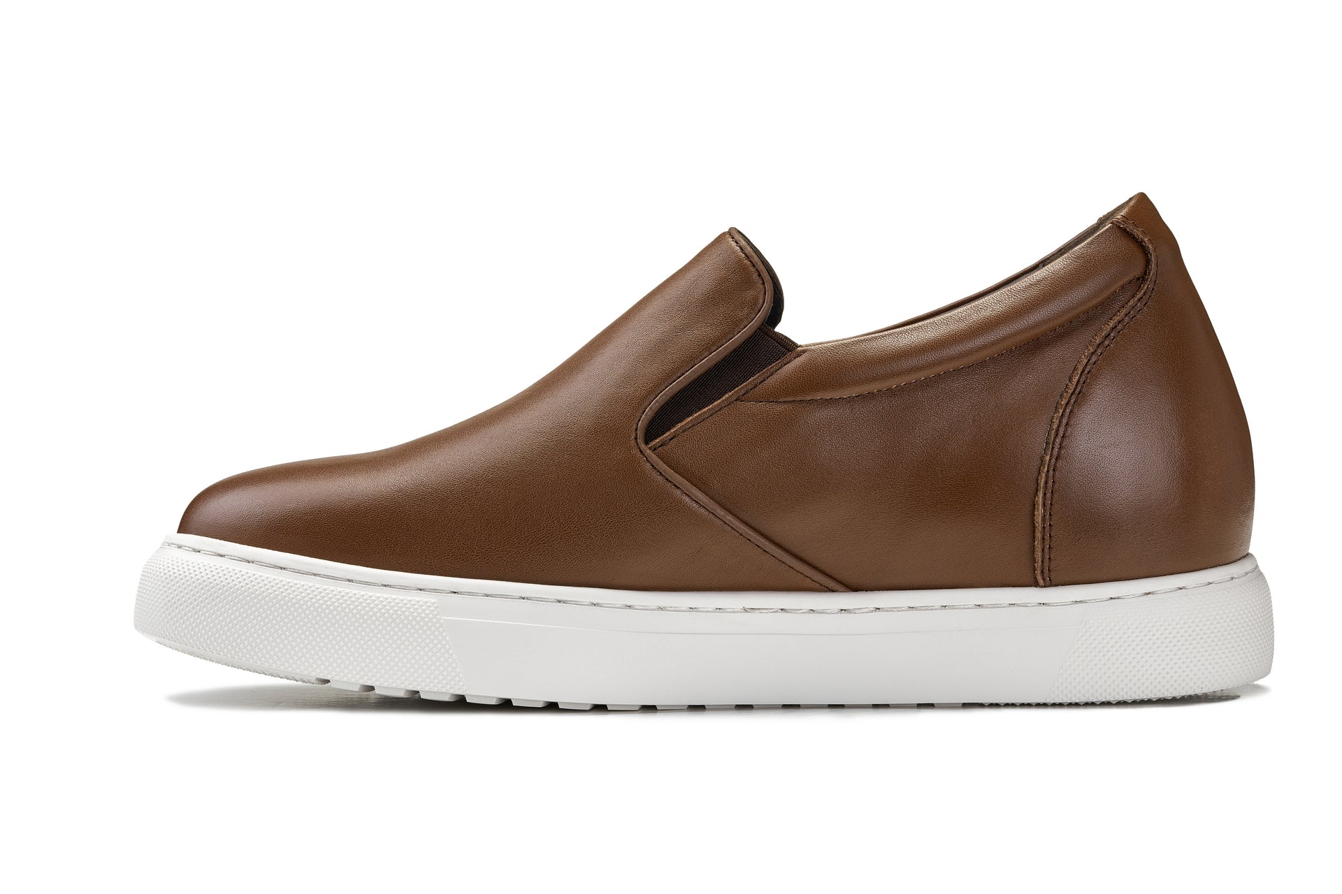 CALTO - T1023 - 2.6 Inches Taller (Coffee Brown) - Lightweight Nappa Leather Loafer Tallmenshoes.com