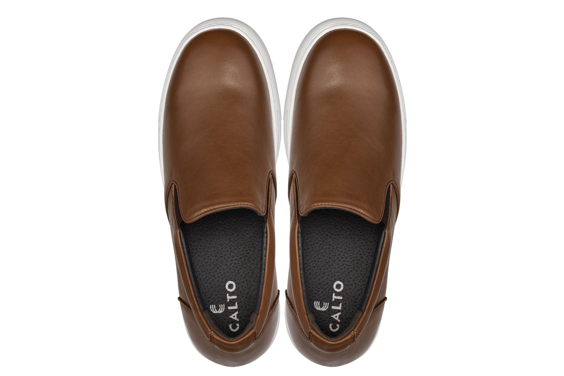CALTO - T1023 - 2.6 Inches Taller (Coffee Brown) - Lightweight Nappa Leather Loafer Tallmenshoes.com