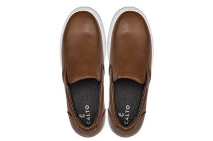 CALTO - T1023 - 2.6 Inches Taller (Coffee Brown) - Lightweight Nappa Leather Loafer Tallmenshoes.com