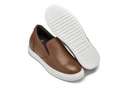 CALTO - T1023 - 2.6 Inches Taller (Coffee Brown) - Lightweight Nappa Leather Loafer Tallmenshoes.com