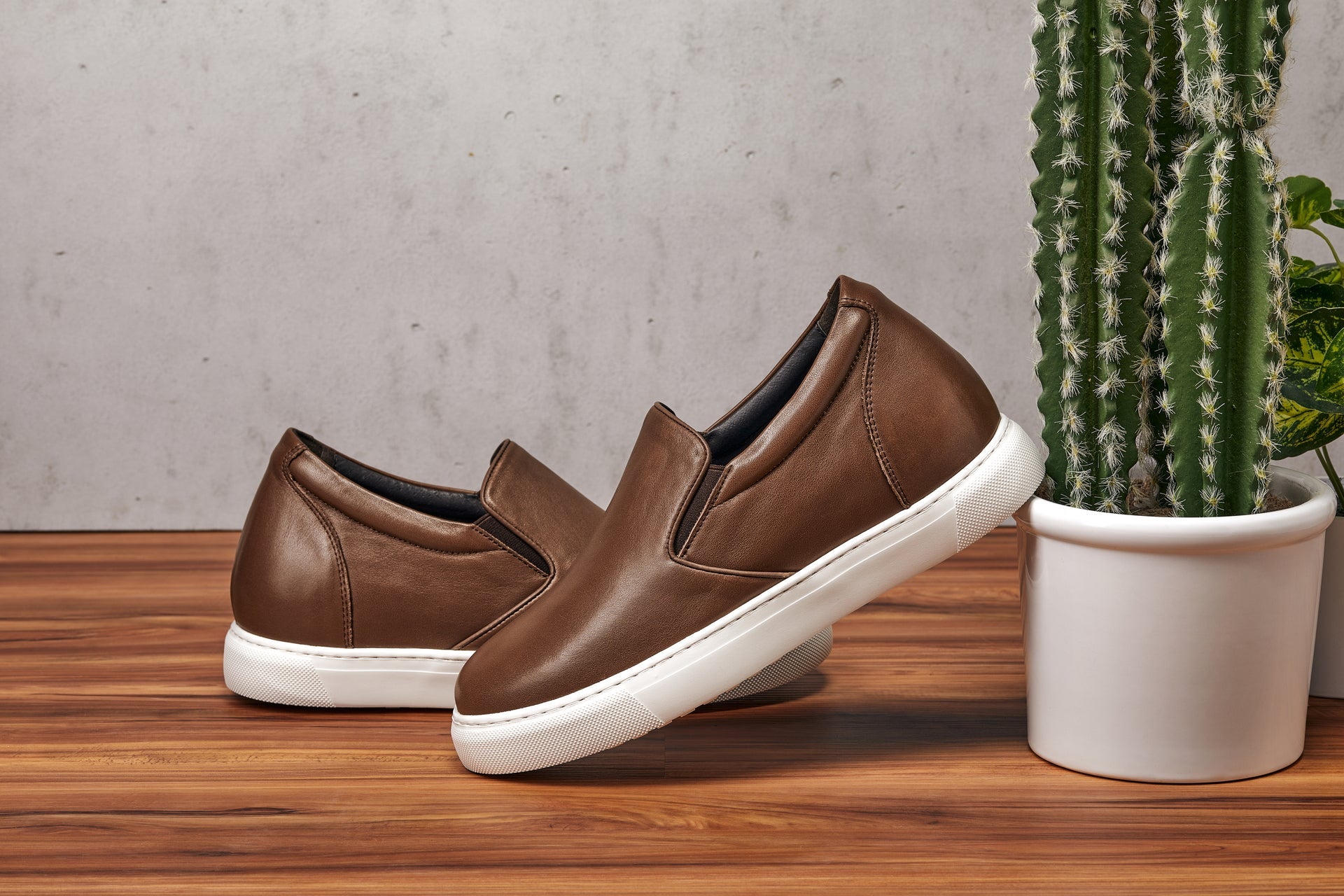 CALTO - T1023 - 2.6 Inches Taller (Coffee Brown) - Lightweight Nappa Leather Loafer Tallmenshoes.com