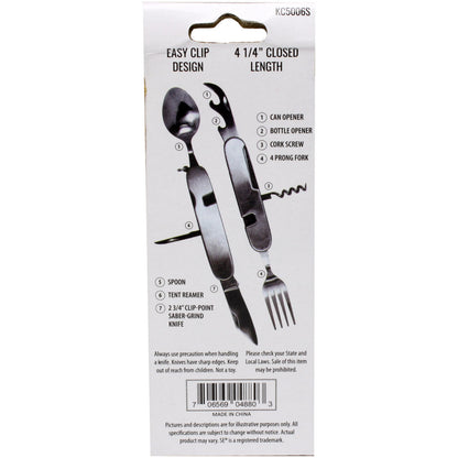 Knife Fork Spoon Combo Utility Tool with Can & Bottle Opener quakekits.com