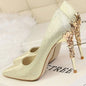 White Satin High Heels for Women - Stylish Pointed Shoes
