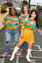 Landscape Print 3/4 Sleeve Tee in Rainbow Farm Blue Platypus Clothing