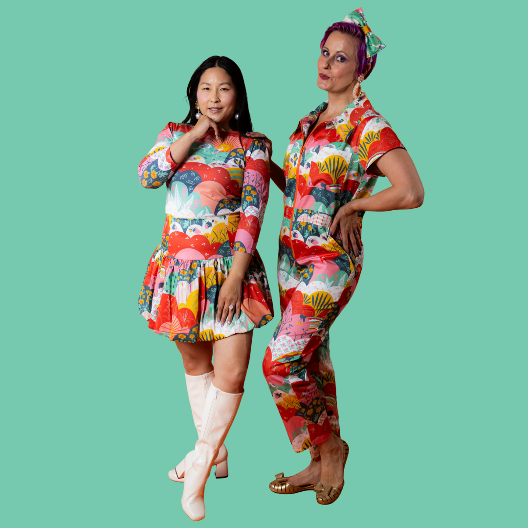 Jumpsuit in Mint & Strawberry Meadow Print Blue Platypus Clothing