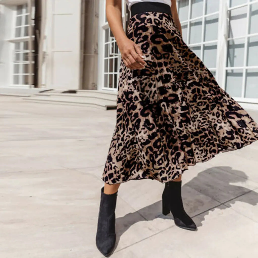 Leopard Print Sexy A-Line Mini Skirt for Women