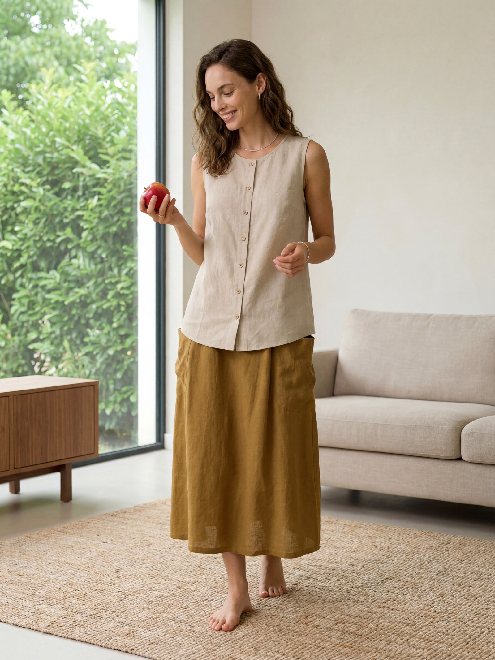 100% Linen Buttons Down Tank Top ERIN LINTICO