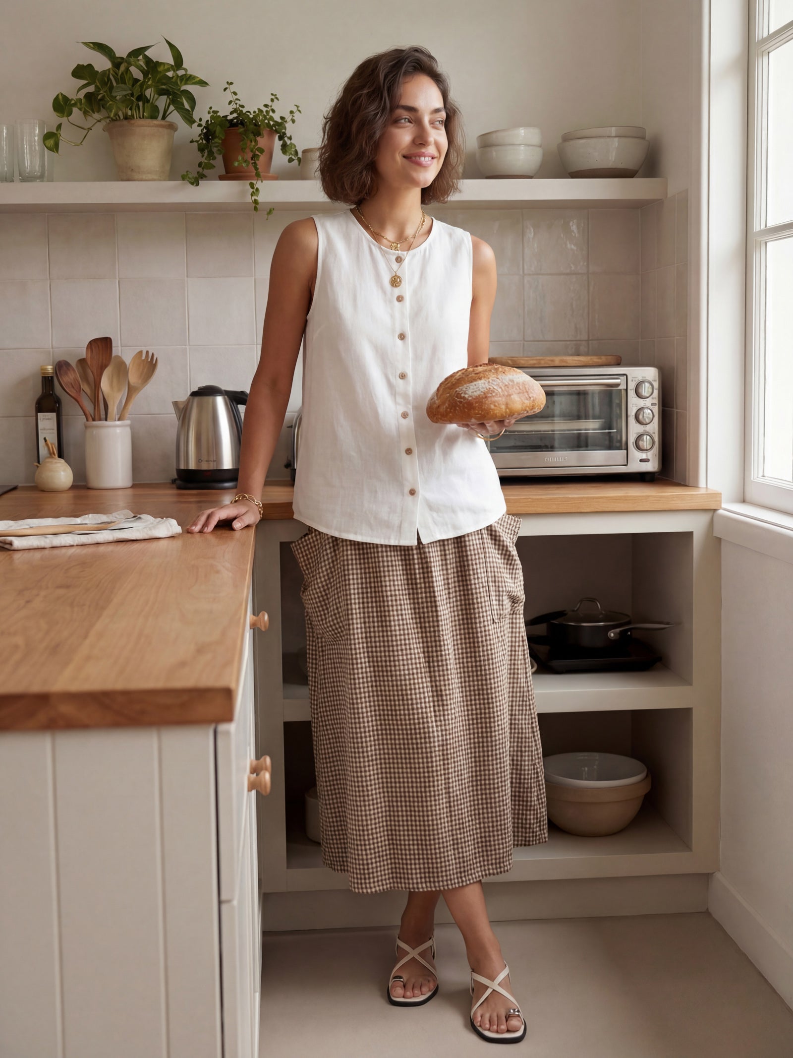 100% Linen Buttons Down Tank Top ERIN LINTICO