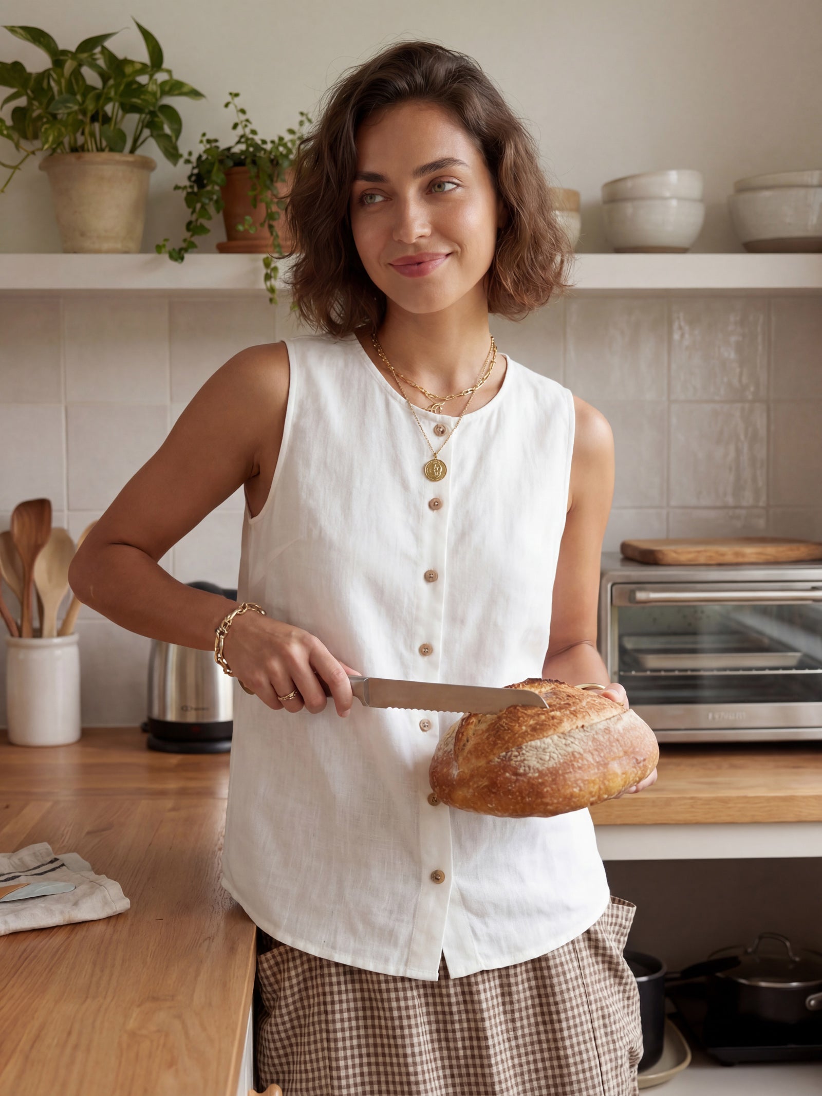 100% Linen Buttons Down Tank Top ERIN LINTICO