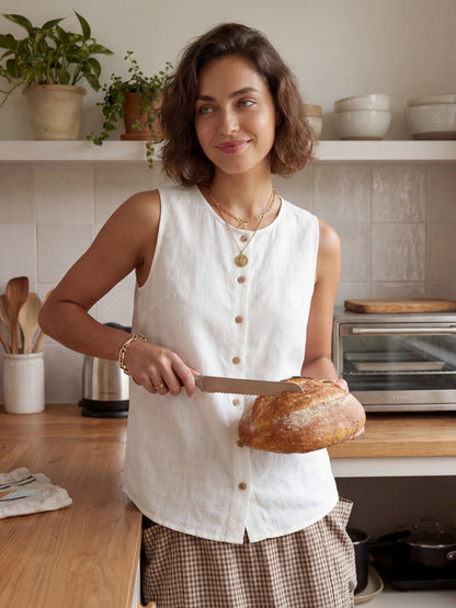 100% Linen Buttons Down Tank Top ERIN LINTICO