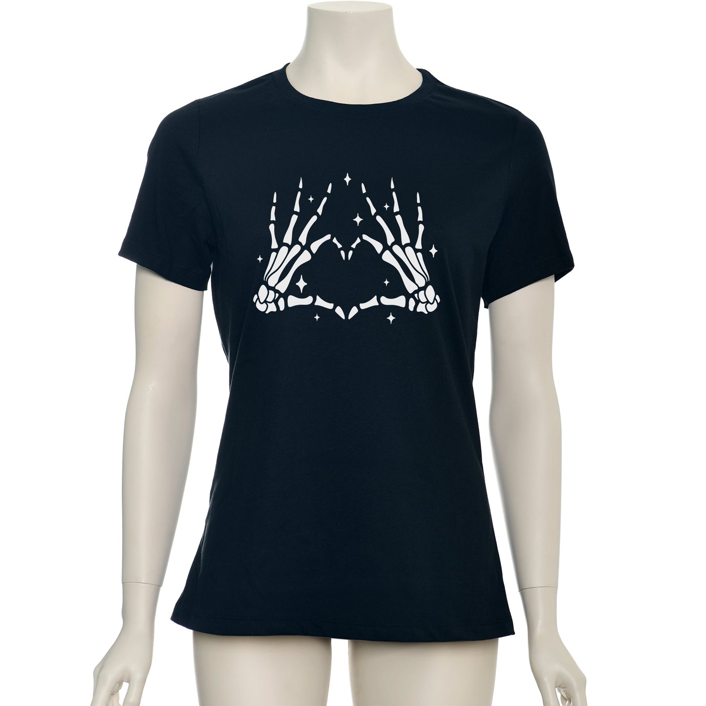 Glow in the Dark Dead Inside Heart Skeleton Hands Black Tee Shirt BodyCandy