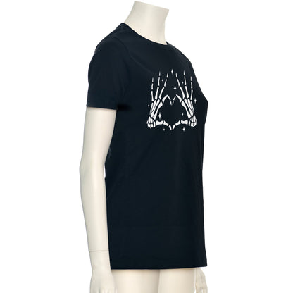 Glow in the Dark Dead Inside Heart Skeleton Hands Black Tee Shirt BodyCandy