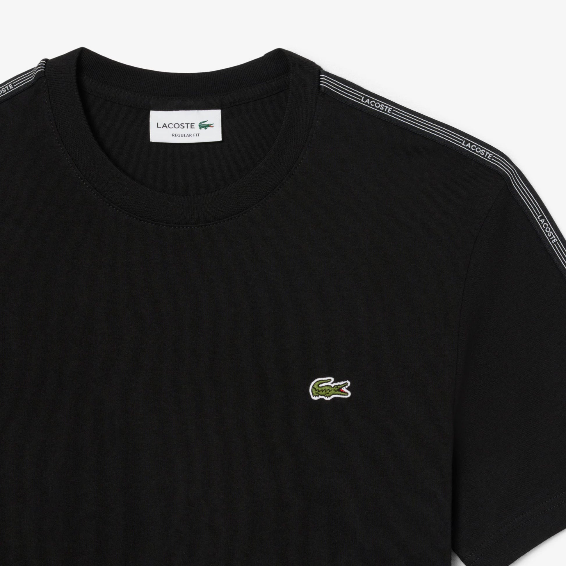 Lacoste Branded Stripe Band Tee - Black Denim Exchange