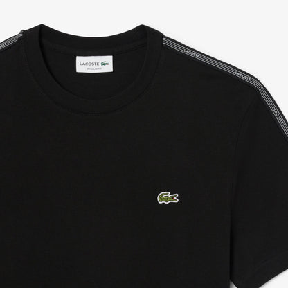 Lacoste Branded Stripe Band Tee - Black Denim Exchange