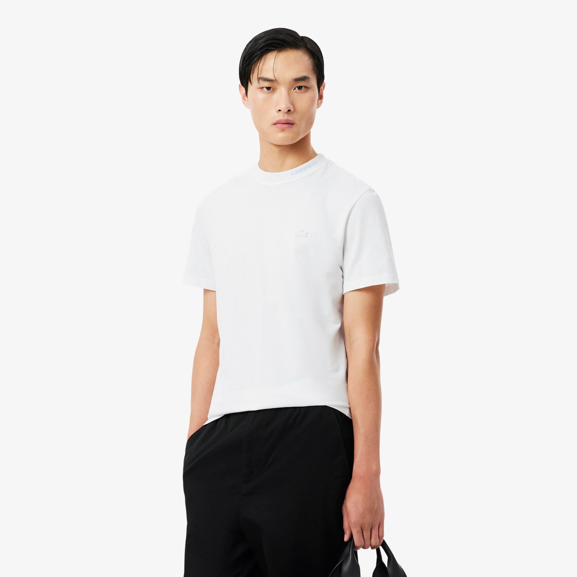Lacoste Branded Pique Tee - White Denim Exchange