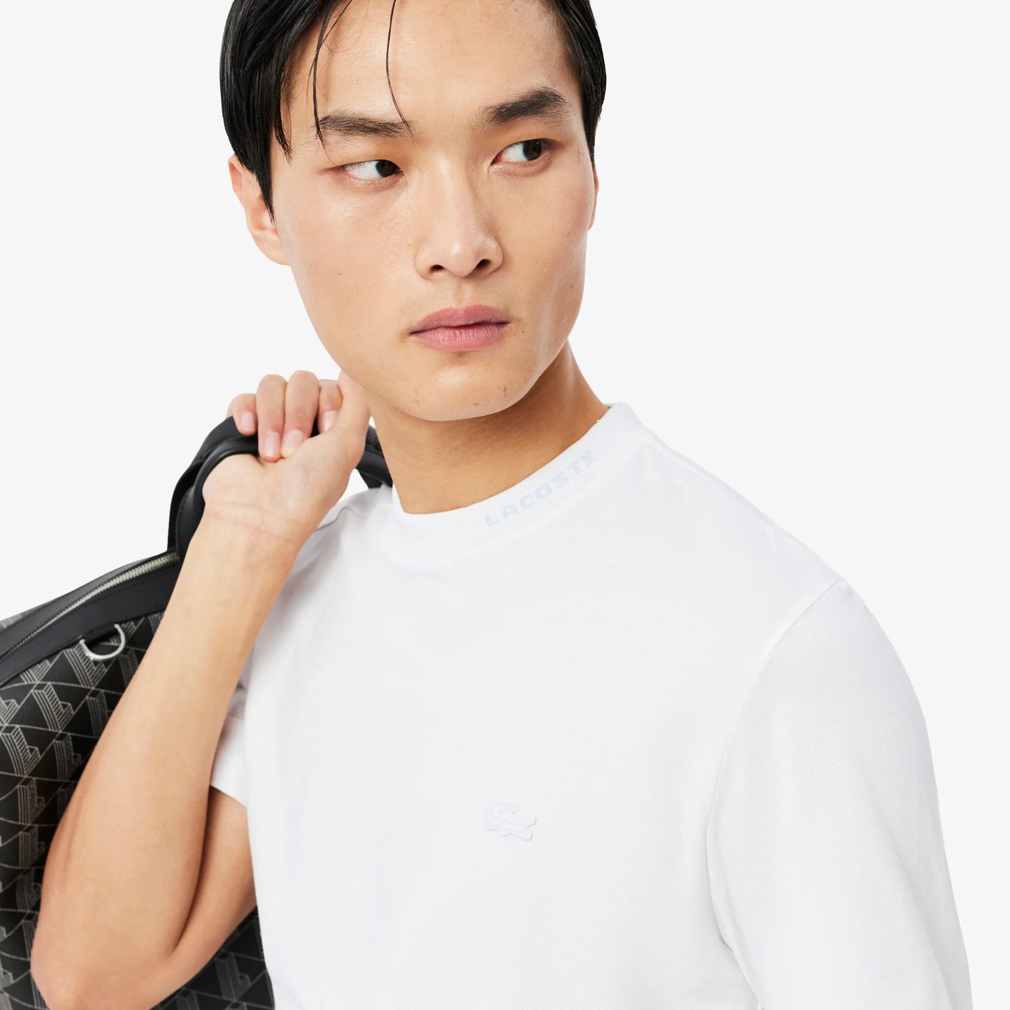 Lacoste Branded Pique Tee - White Denim Exchange