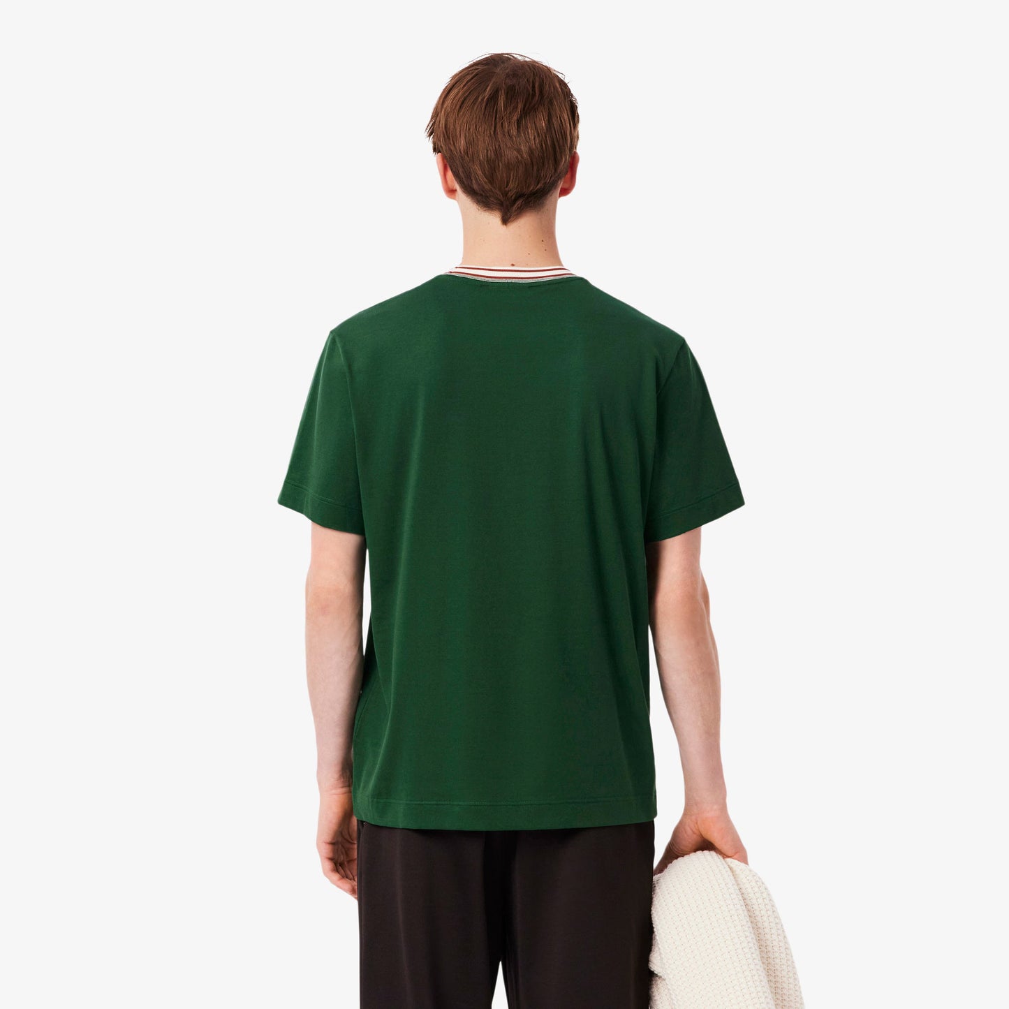 Lacoste Made in France Stripe Neck Tee - Green Denim Exchange