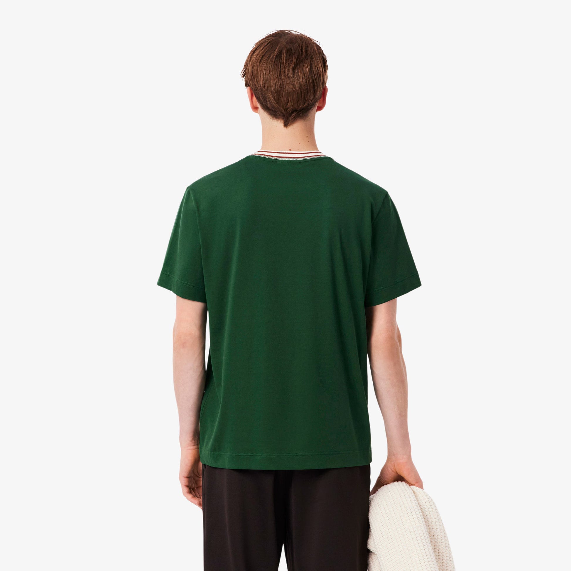Lacoste Made in France Stripe Neck Tee - Green Denim Exchange