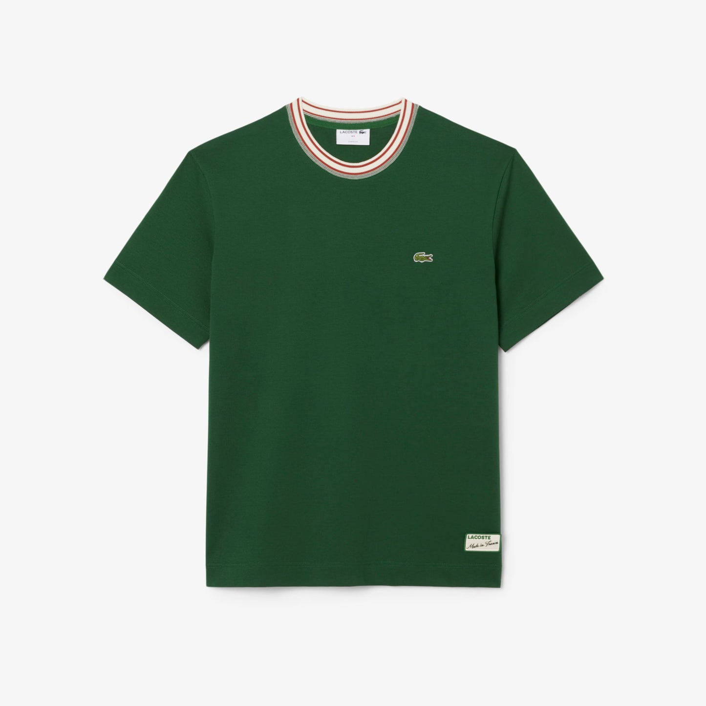 Lacoste Made in France Stripe Neck Tee - Green Denim Exchange