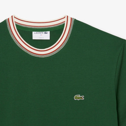 Lacoste Made in France Stripe Neck Tee - Green Denim Exchange