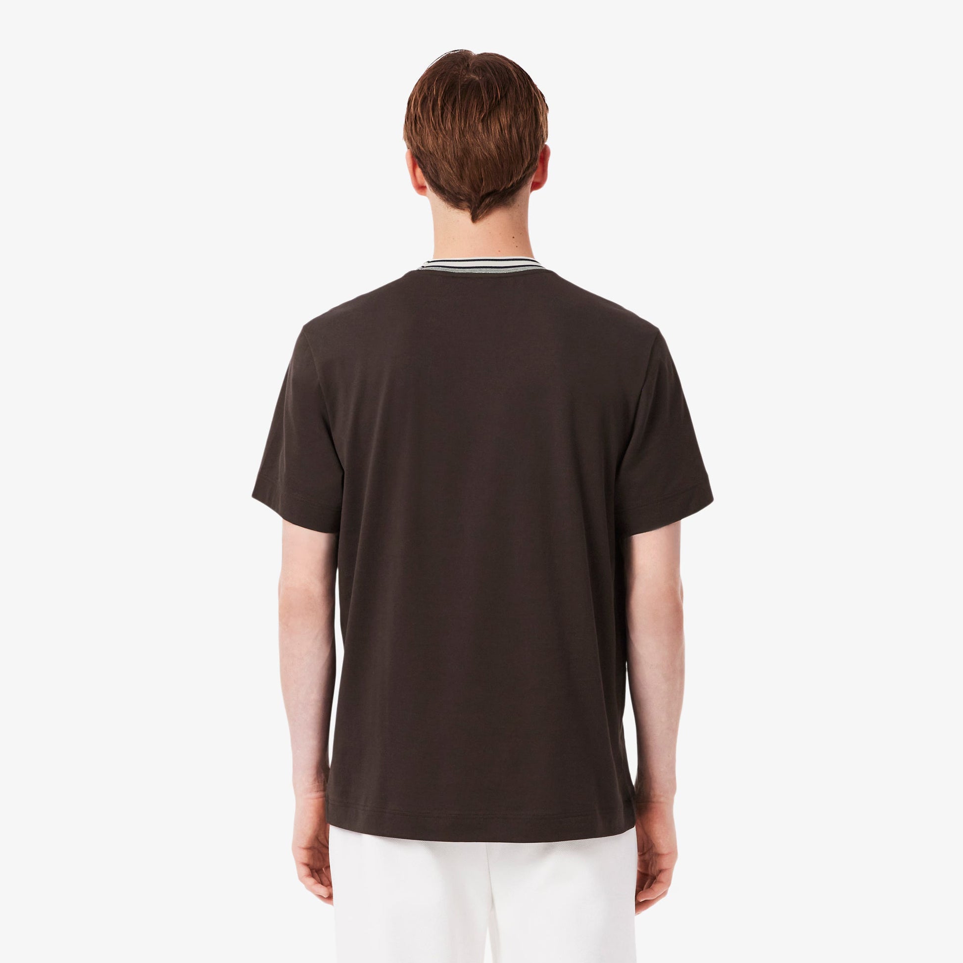 Lacoste Made in France Stripe Neck Tee - Black Denim Exchange