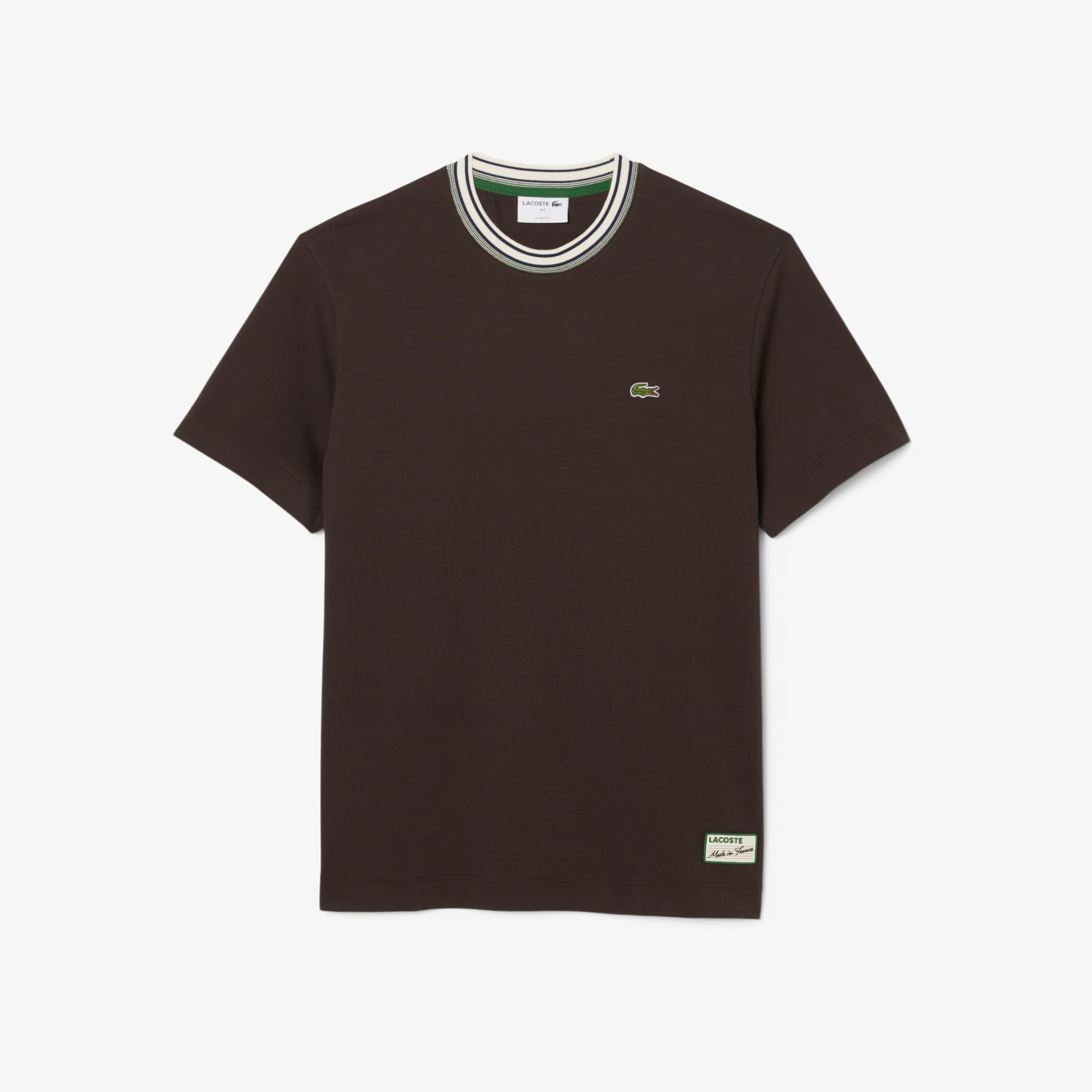 Lacoste Made in France Stripe Neck Tee - Black Denim Exchange