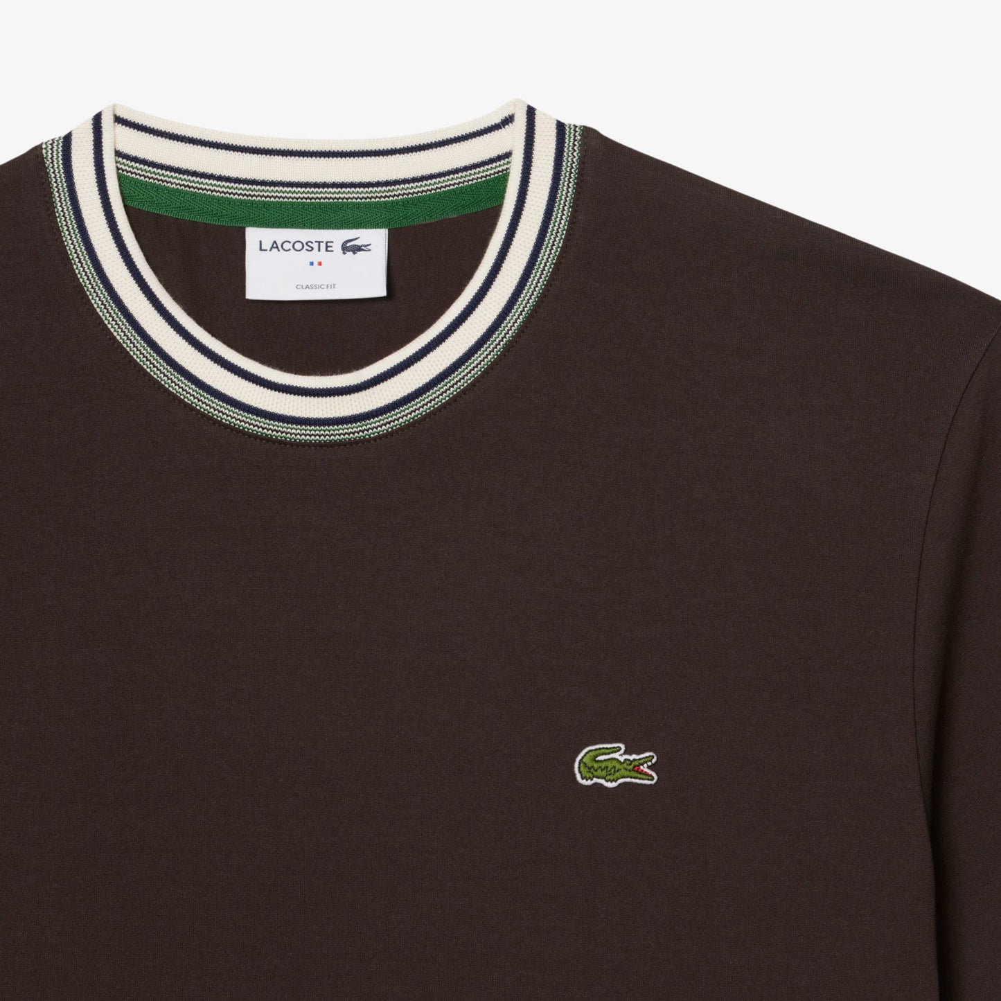 Lacoste Made in France Stripe Neck Tee - Black Denim Exchange