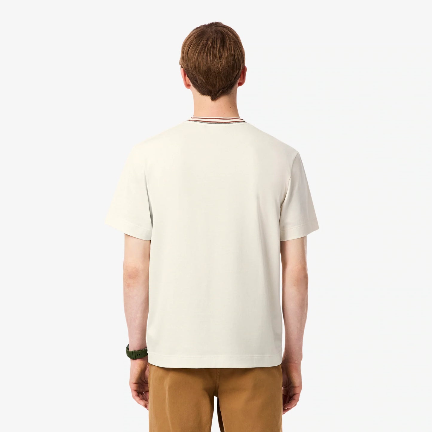 Lacoste Made in France Stripe Neck Tee - Cream Denim Exchange