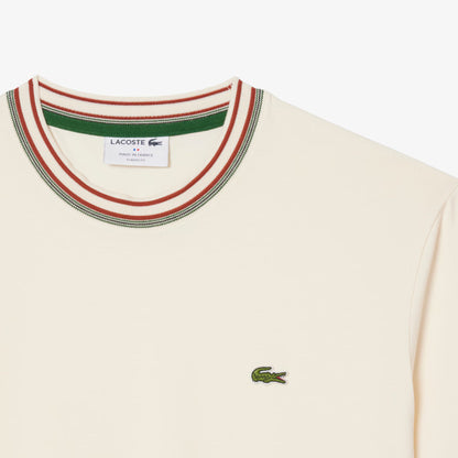 Lacoste Made in France Stripe Neck Tee - Cream Denim Exchange