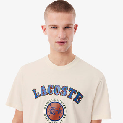 Lacoste Print Cotton Tee - Cream Denim Exchange