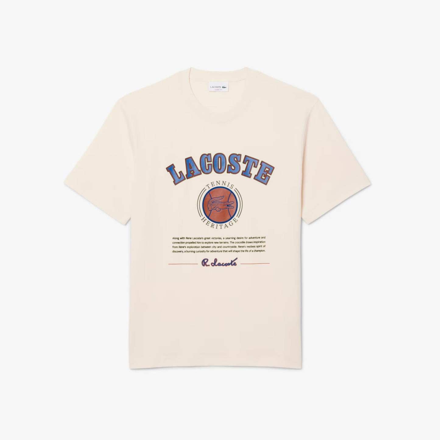 Lacoste Print Cotton Tee - Cream Denim Exchange