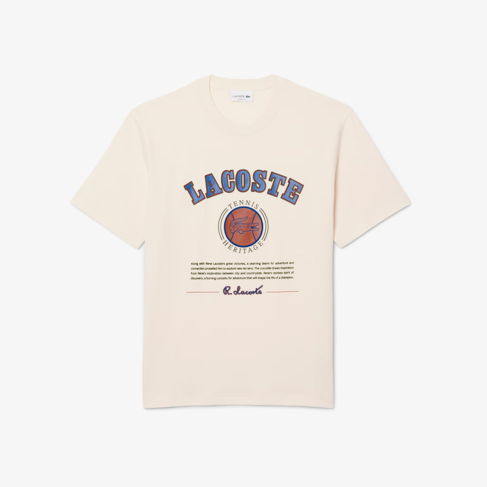 Lacoste Print Cotton Tee - Cream Denim Exchange