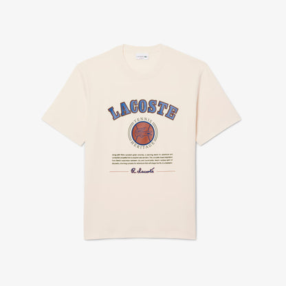 Lacoste Print Cotton Tee - Cream Denim Exchange