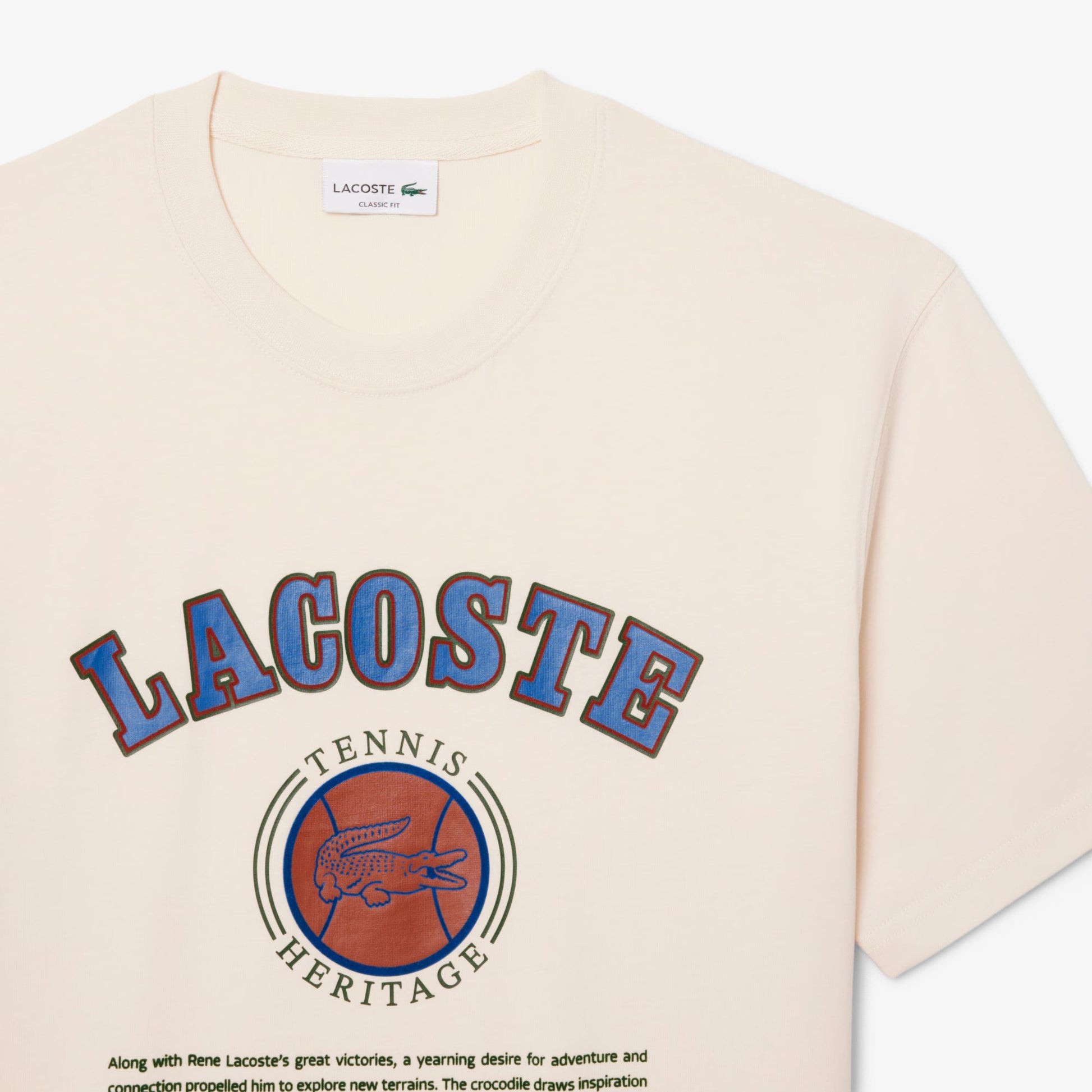 Lacoste Print Cotton Tee - Cream Denim Exchange