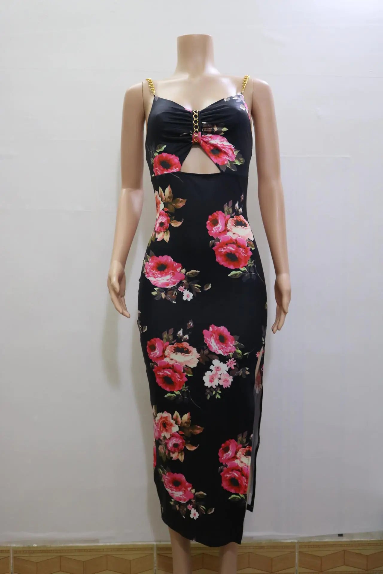 Floral Print Spaghetti-Strap Dress