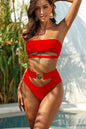Chic Metal Buckle Strapless Bikini Swimsuit for Women