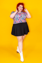 Geode Print Cropped Tulip Sleeve in Aqua Swirl Blue Platypus Clothing